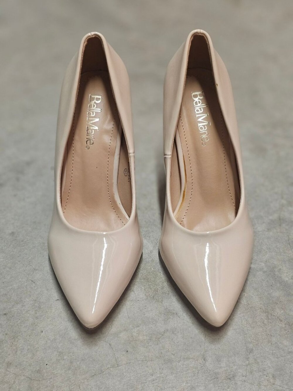 Nude Patent Faux Leather Pointed-Toe High Heels 4-Inch Stiletto - Picture 6 of 12
